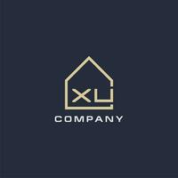 Initial letter XU real estate logo with simple roof style design ideas vector