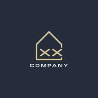 Initial letter XX real estate logo with simple roof style design ideas vector