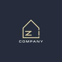 Initial letter ZI real estate logo with simple roof style design ideas vector