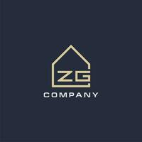 Initial letter ZG real estate logo with simple roof style design ideas vector