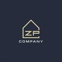 Initial letter ZP real estate logo with simple roof style design ideas vector