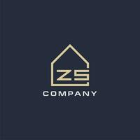 Initial letter ZS real estate logo with simple roof style design ideas vector