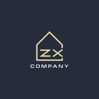 Initial letter ZX real estate logo with simple roof style design ideas vector