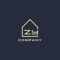 Initial letter ZY real estate logo with simple roof style design ideas vector