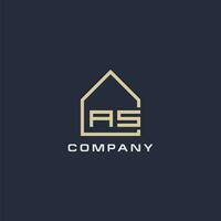 Initial letter AS real estate logo with simple roof style design ideas vector