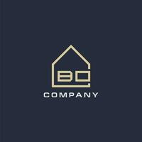 Initial letter BO real estate logo with simple roof style design ideas vector