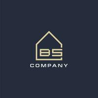 inicial letra bs real inmuebles logo con sencillo techo estilo diseño ideas vector