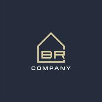Initial letter BR real estate logo with simple roof style design ideas vector