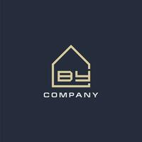 Initial letter BY real estate logo with simple roof style design ideas vector