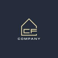 Initial letter CF real estate logo with simple roof style design ideas vector