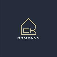 Initial letter CK real estate logo with simple roof style design ideas vector