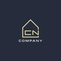 Initial letter CN real estate logo with simple roof style design ideas vector