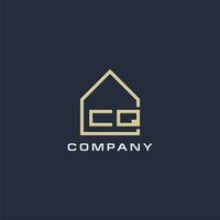 Initial letter CQ real estate logo with simple roof style design ideas vector