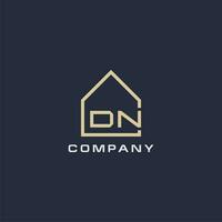 Initial letter DN real estate logo with simple roof style design ideas vector