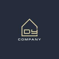 Initial letter DY real estate logo with simple roof style design ideas vector