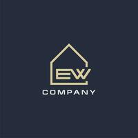 Initial letter EW real estate logo with simple roof style design ideas vector