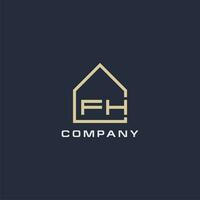 Initial letter FH real estate logo with simple roof style design ideas vector