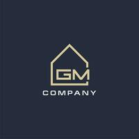 Initial letter GM real estate logo with simple roof style design ideas vector