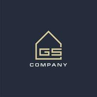 inicial letra gs real inmuebles logo con sencillo techo estilo diseño ideas vector