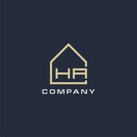 Initial letter HA real estate logo with simple roof style design ideas vector