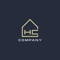 Initial letter HC real estate logo with simple roof style design ideas vector