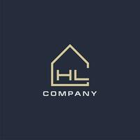 Initial letter HL real estate logo with simple roof style design ideas vector