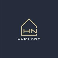 Initial letter HN real estate logo with simple roof style design ideas vector