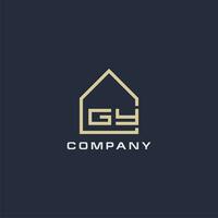 Initial letter GY real estate logo with simple roof style design ideas vector