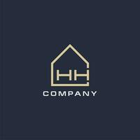 Initial letter HH real estate logo with simple roof style design ideas vector