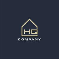 Initial letter HQ real estate logo with simple roof style design ideas vector
