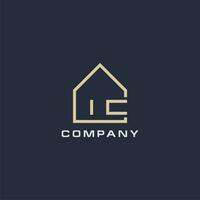 Initial letter IC real estate logo with simple roof style design ideas vector