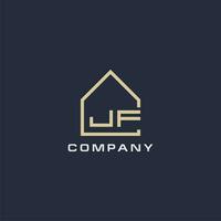 Initial letter JF real estate logo with simple roof style design ideas vector