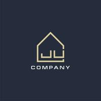 Initial letter JU real estate logo with simple roof style design ideas vector