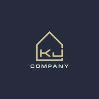 Initial letter KJ real estate logo with simple roof style design ideas vector