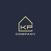 Initial letter KP real estate logo with simple roof style design ideas vector