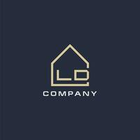 Initial letter LD real estate logo with simple roof style design ideas vector