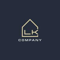 Initial letter LK real estate logo with simple roof style design ideas vector