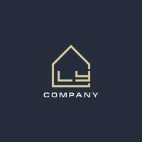 Initial letter LY real estate logo with simple roof style design ideas vector