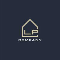 inicial letra lp real inmuebles logo con sencillo techo estilo diseño ideas vector