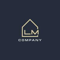 inicial letra lm real inmuebles logo con sencillo techo estilo diseño ideas vector