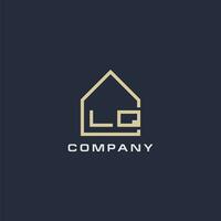 Initial letter LQ real estate logo with simple roof style design ideas vector