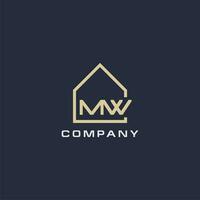 Initial letter MW real estate logo with simple roof style design ideas vector