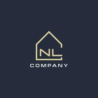 Initial letter NL real estate logo with simple roof style design ideas vector