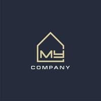 Initial letter MY real estate logo with simple roof style design ideas vector