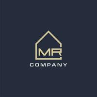 Initial letter MR real estate logo with simple roof style design ideas vector
