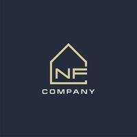 Initial letter NF real estate logo with simple roof style design ideas vector