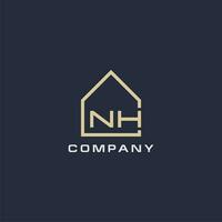 Initial letter NH real estate logo with simple roof style design ideas vector