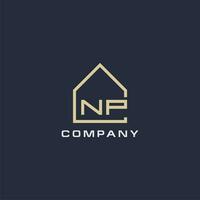 Initial letter NP real estate logo with simple roof style design ideas vector