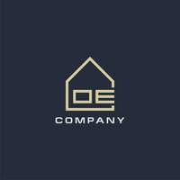 Initial letter OE real estate logo with simple roof style design ideas vector