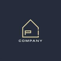 Initial letter PI real estate logo with simple roof style design ideas vector